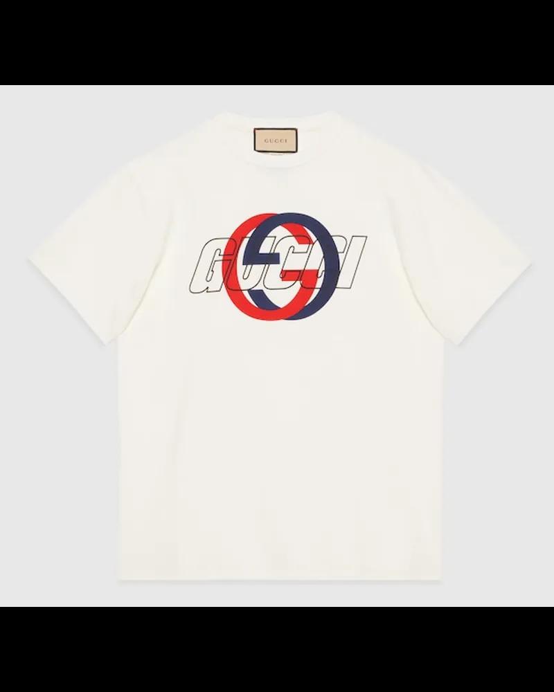Gucci T-Shirt Aus Baumwolljersey Mit Print Weiß