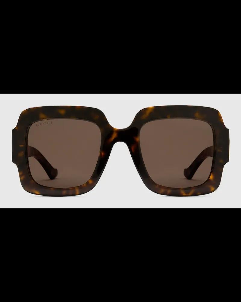 Gucci Sonnenbrille Mit Eckigem Rahmen Und Doppel G Braun