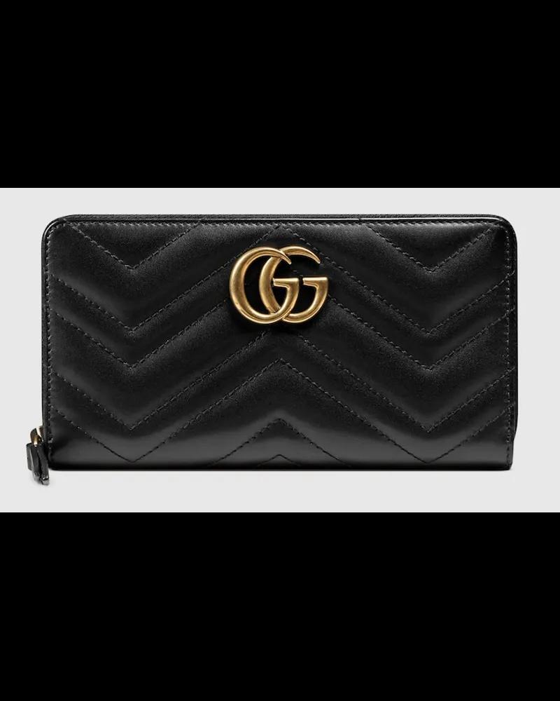 Gucci Brieftasche Mit Rundumreißverschluss GG Marmont Schwarz