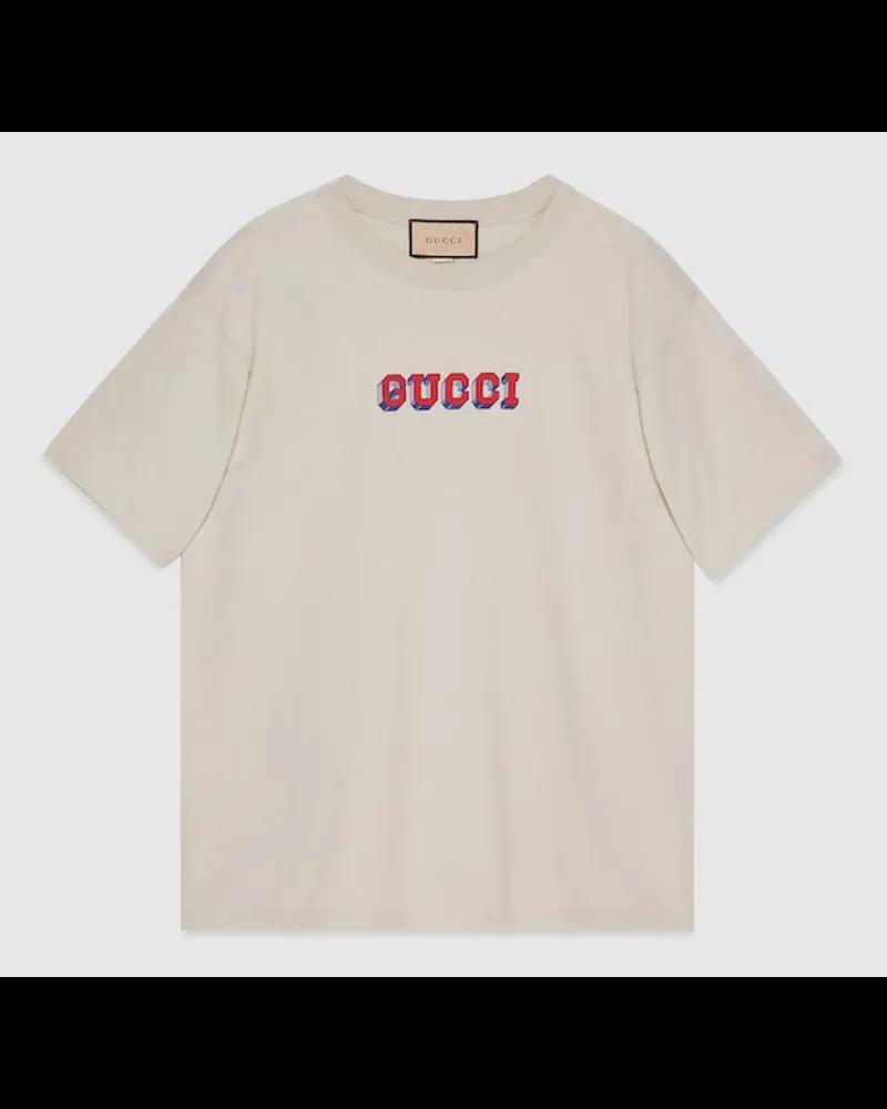 Gucci T-Shirt Mit Print Grau