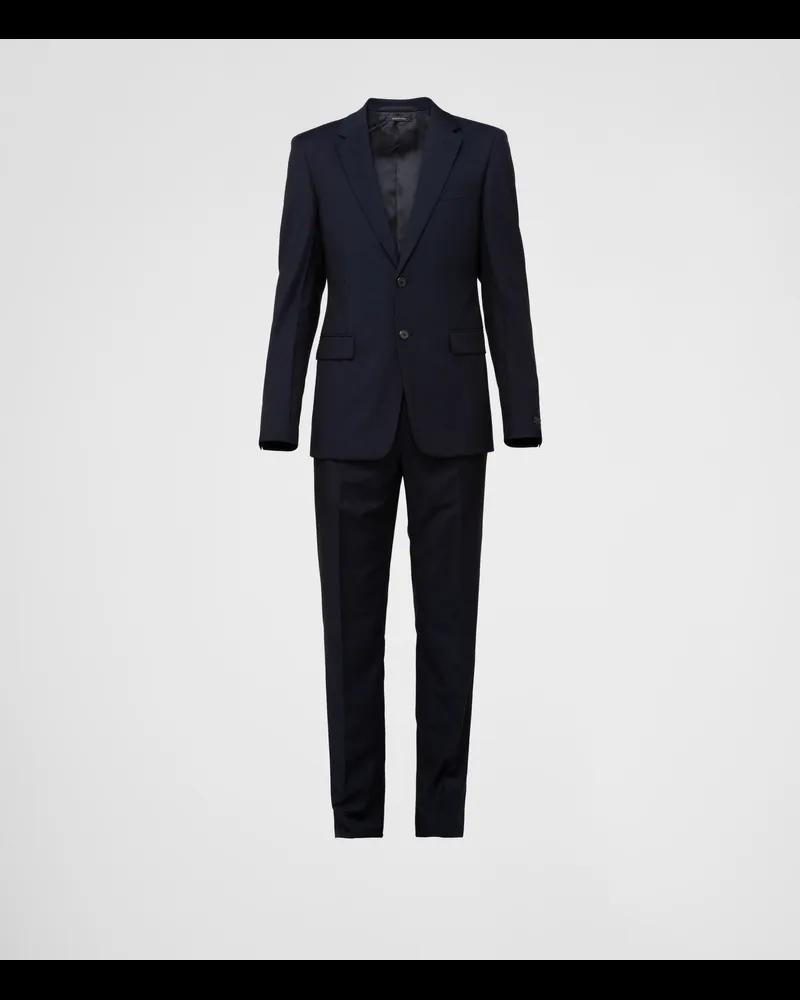 Prada Einreihiger Anzug aus Wolle und Mohair Blau