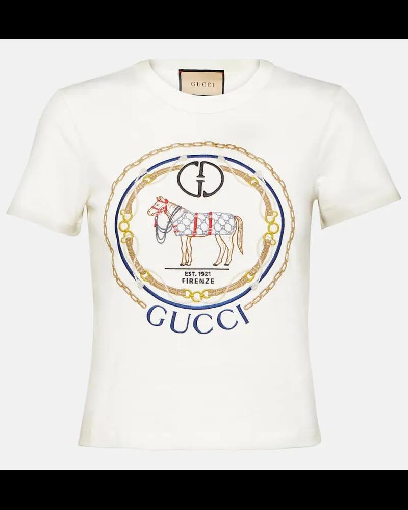 Gucci T-Shirt Interlocking G aus Baumwoll-Jersey Multicolor