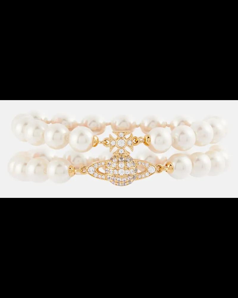 Vivienne Westwood Armband Graziella aus Zierperlen mit Kristallen Weiss